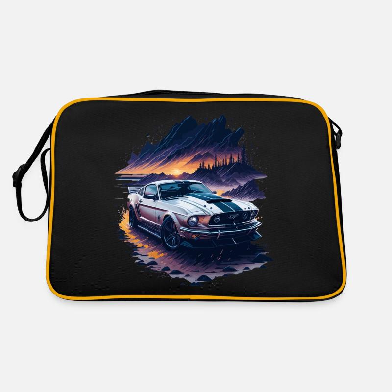 Sportwagen - Retro Tasche - Schwarz/Gold