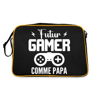 Future Gamer Like Dad - Neuer Papa - Retro Tasche - Schwarz/Gold - Hinten