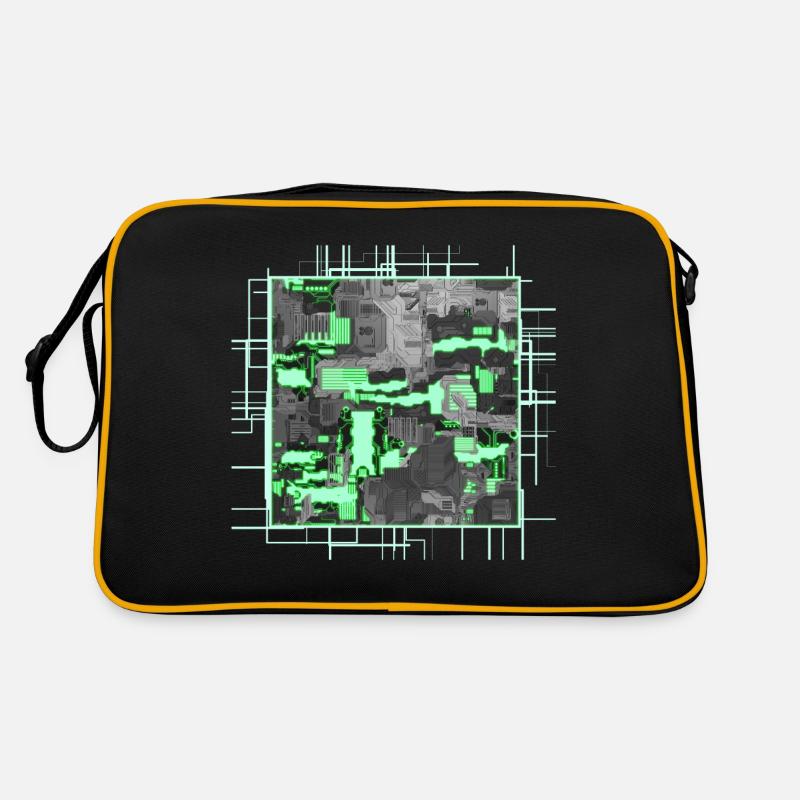 Green Stylized Motherboard - Retro Bag - black/gold