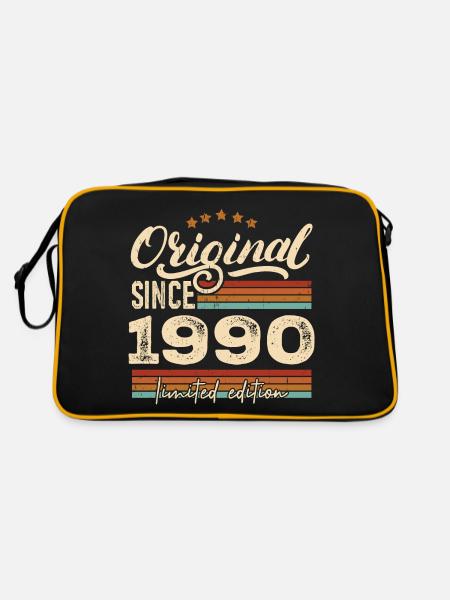 Original 1990 Jahrgang - 1990 Geburtstagsgeschenk - Retro Tasche - Schwarz/Gold - Hinten