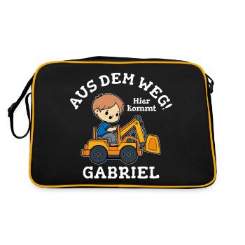 Gabriel Vorname Bagger - Retro Tasche - Schwarz/Gold - Hinten
