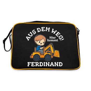 Ferdinand Vorname Bagger - Retro Tasche - Schwarz/Gold - Hinten