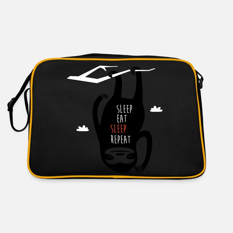 Sleep Eat Sleep Repeat Sloth - Retro Tasche - Schwarz/Gold