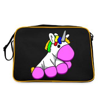 Einhorn3 - Retro Tasche - Schwarz/Gold - Hinten
