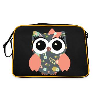 Eule Mona - Retro Tasche - Schwarz/Gold - Hinten