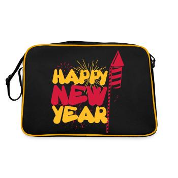 Happy new year - Retro Tasche - Schwarz/Gold - Hinten