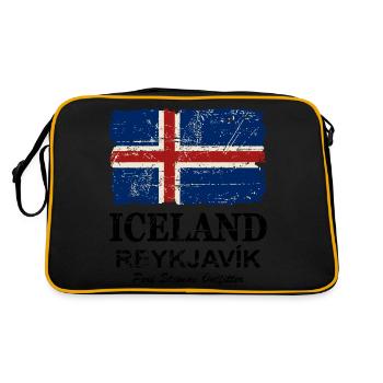 Iceland Vintage Flag - Retro Tasche - Schwarz/Gold - Hinten