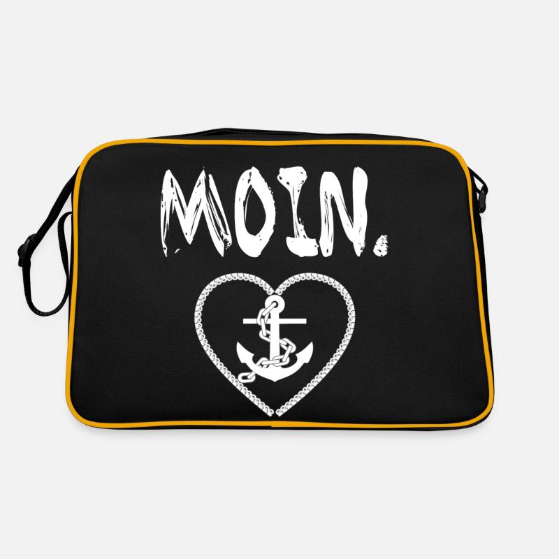 Moin mit Anker - Retro Tasche - Schwarz/Gold