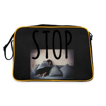 Stop domestic violence, stop femicide - Retro Bag - black/gold - Back