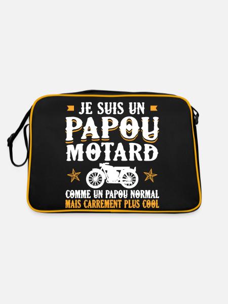 Je Suis Un Papou Motard Grand-père Cadeau Moto - Sac Retro - noir/or - Dos