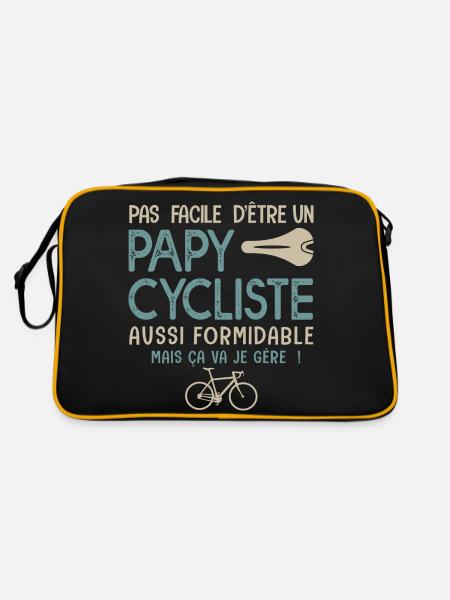 papy cycliste formidable vélo velo vélos - Sac Retro - noir/or