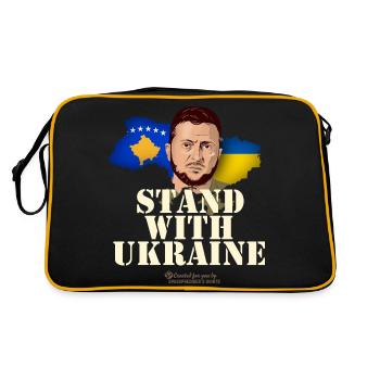 Stand with Ukraine Kosovo T-Shirt Design - Retro Bag - black/gold - Back