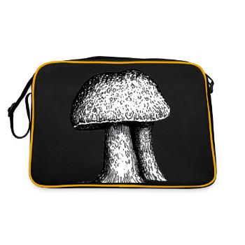 Pilz Pilze Giftpilze Mykologie erdig natürlich 1 - Retro Tasche - Schwarz/Gold - Hinten