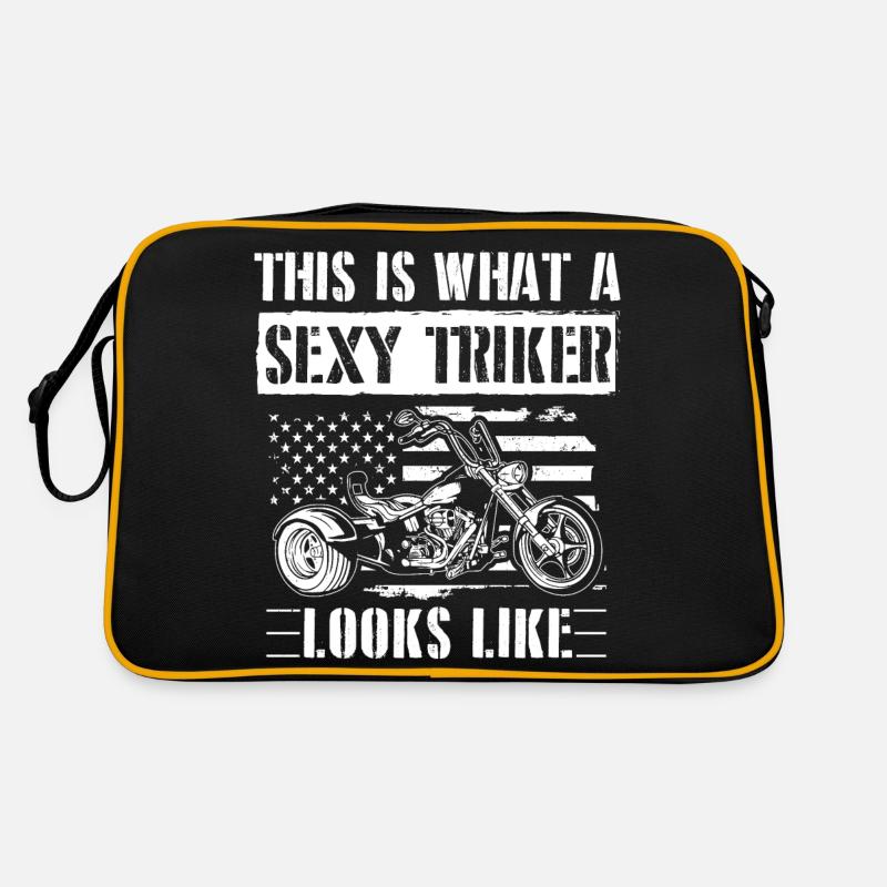 Trikes Sprüche | Trike Triker Biker Geschenkideen - Retro Tasche - Schwarz/Gold