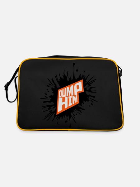 dump him Zitat Logo - Retro Tasche - Schwarz/Gold - Hinten