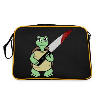 Killer Shildkröte- gemein und tödlich - Retro Tasche - Schwarz/Gold - Hinten