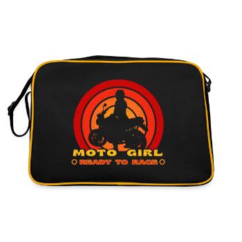 moto girl, moto woman, girl on moto - Retro Tasche - Schwarz/Gold - Hinten