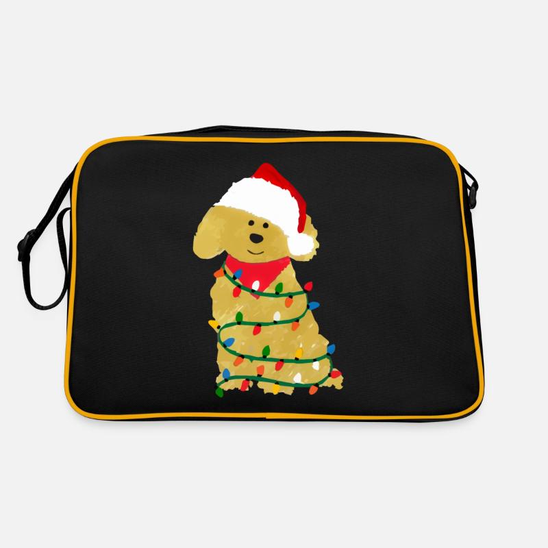 Mignon chiot Golden Doodle de Noël mignon Sac Retro