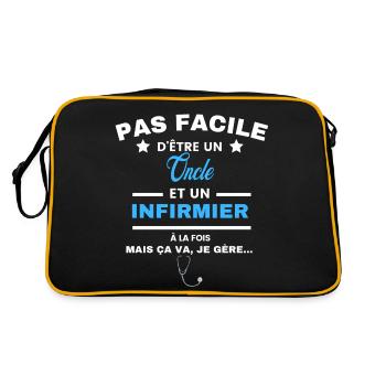 pas facile d'être INFIRMIER et Oncle - Sac Retro - noir/or - Dos