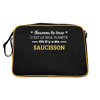 terre c'est la seul planète ou il y a du saucisson - Sac Retro - noir/or - Dos