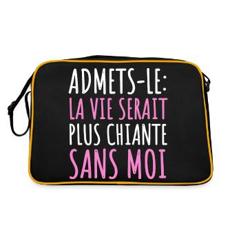 La vie serait plus chiante sans moi humour cadeau - Sac Retro - noir/or - Dos