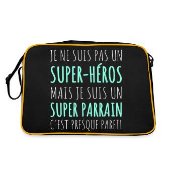 Parrain super héros humour parrain cadeau - Sac Retro - noir/or - Dos