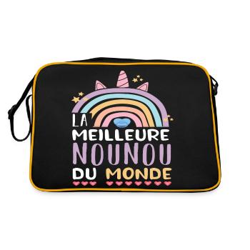 Meilleure nounou du monde humour nourrice cadeau - Sac Retro - noir/or - Dos