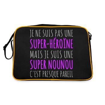 T shirt nounou super-héroïne cadeau nourrice - Sac Retro - noir/or - Dos
