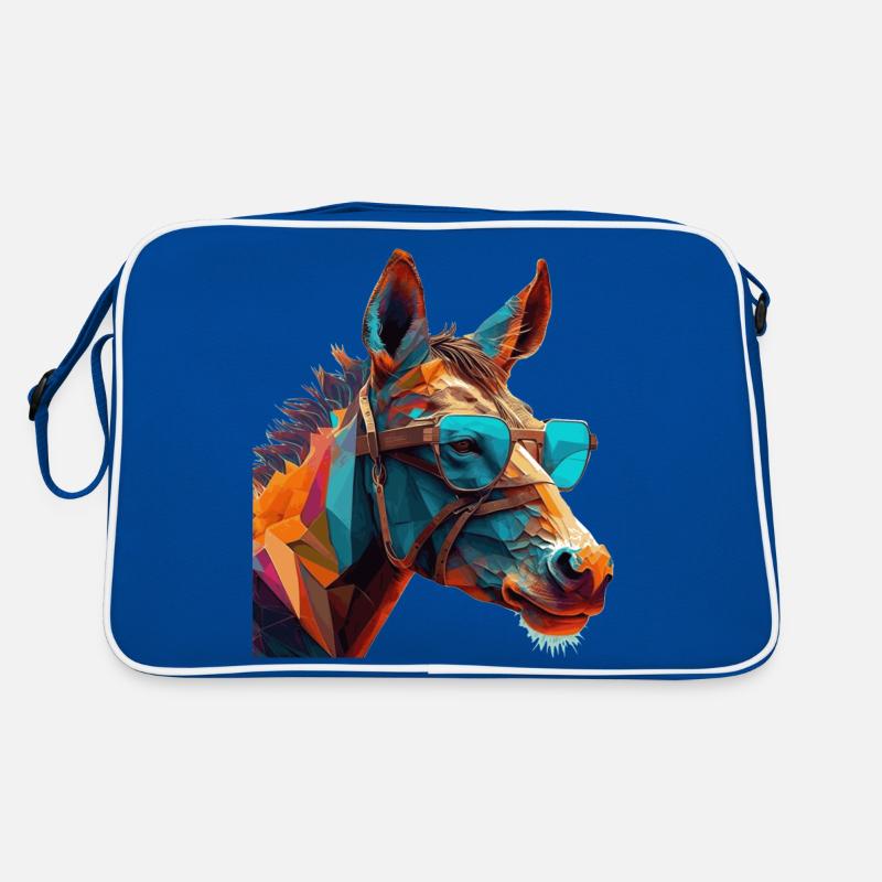 Esel als Vector und Polygon mit schlauer Brille Retro Tasche