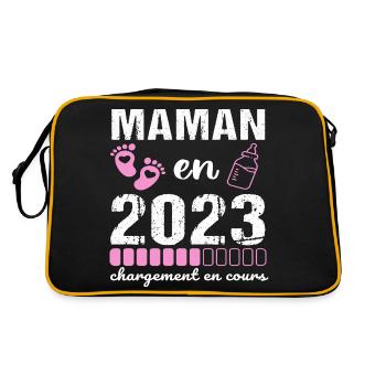 Maman en 2023 annonce naissance cadeau mère - Sac Retro - noir/or - Dos