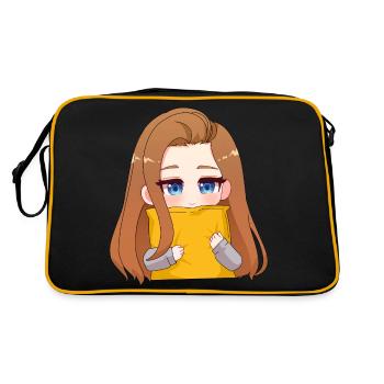 PillowG1rl Logo mit orangenem Kissen - Retro Tasche - Schwarz/Gold - Hinten
