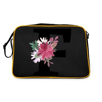 Buchstabe f blumig - Retro Tasche - Schwarz/Gold - Hinten