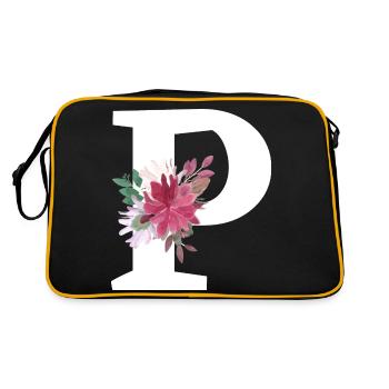 Buchstabe p blumig - Retro Tasche - Schwarz/Gold - Hinten