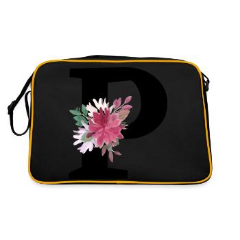 Letter p floral - Retro Bag - black/gold - Back