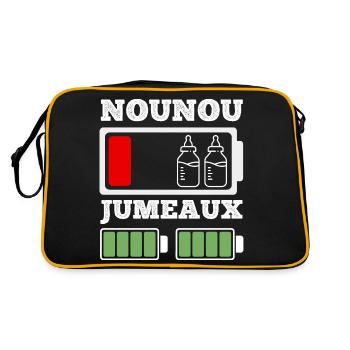 Nounou de jumeaux humour batterie faible nourrice - Sac Retro - noir/or - Dos