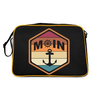 Moin Retro Seemanns Anker Kapitän Skipper - Retro Tasche - Schwarz/Gold - Hinten