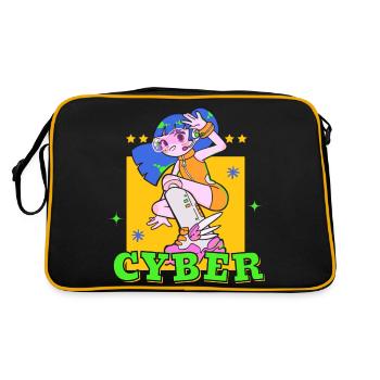 Cute cyber punk retro anime girl - Retro Tasche - Schwarz/Gold - Hinten