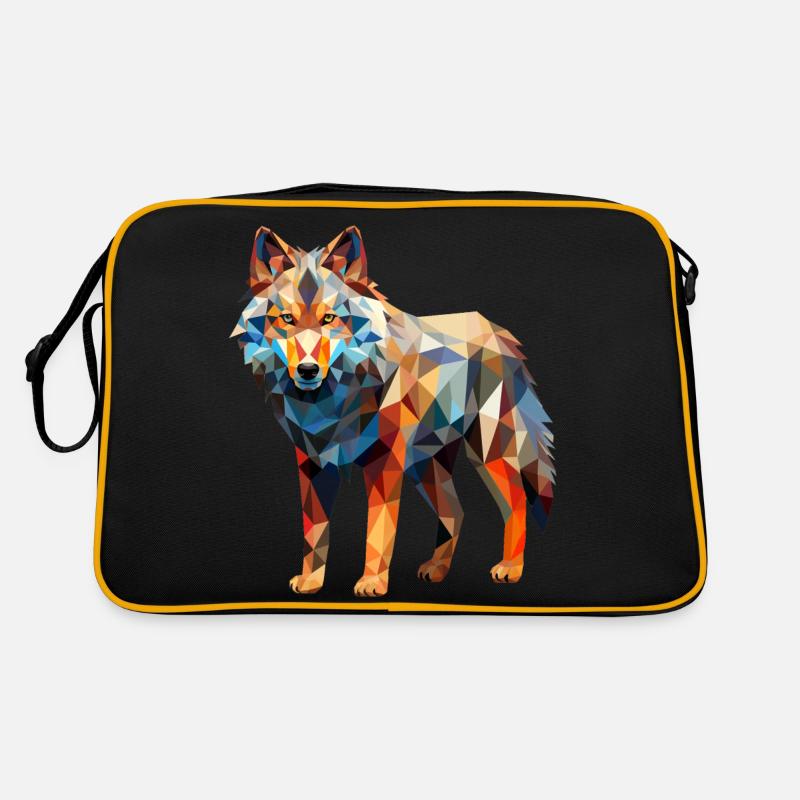Wolf Geometric Drawing Retro Bag