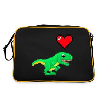 Pixel Love dinosaur - Retro Bag - black/gold - Back