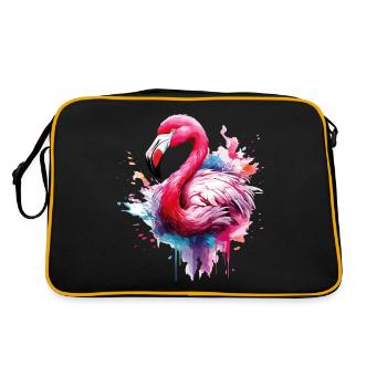 Flamant rose Oiseau Exotique Éclaboussure d’été Rose - Sac Retro - noir/or - Dos