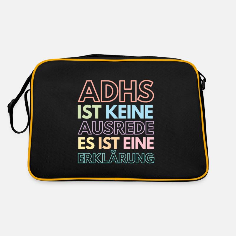 Erklärung bunt "ADHS" ist keine Ausrede Retro Tasche