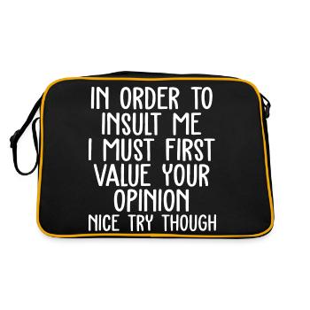 Drôle Dans L’ordre De M’Insulter Blague Sarcastique - Sac Retro - noir/or - Dos