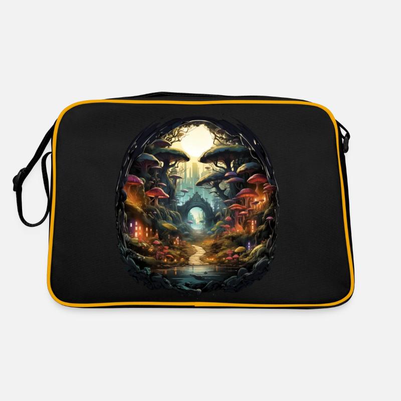 Märchen Zauberwald - Retro Tasche - Schwarz/Gold