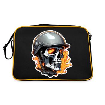 crane - squelette - tete de mort - casque de moto - Sac Retro - noir/or - Dos
