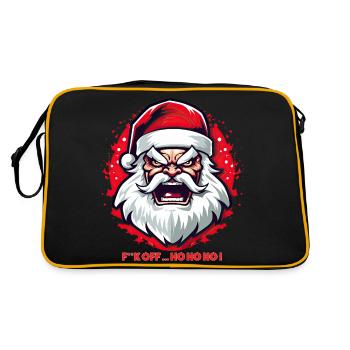 Wütender Weihnachtsmann - F**K OFF ... HO HO HO !! - Retro Tasche - Schwarz/Gold - Hinten