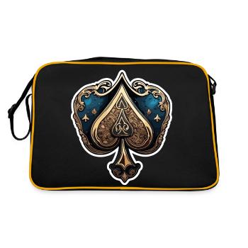 Pique / Carte à jouer / Poker / Symbole / Noir / Skat - Sac Retro - noir/or - Dos