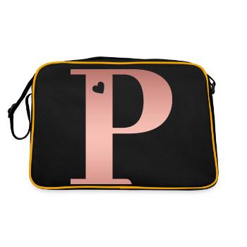 Buchstabe P roségold - Retro Tasche - Schwarz/Gold - Hinten