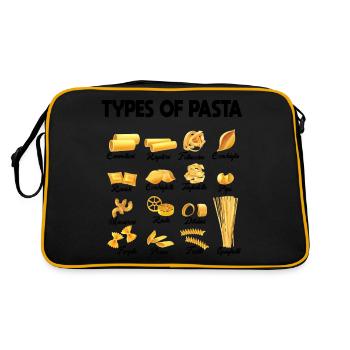 Nudelsorten von A bis Z, Liste der Nudelrassen 2024 - Retro Tasche - Schwarz/Gold - Hinten