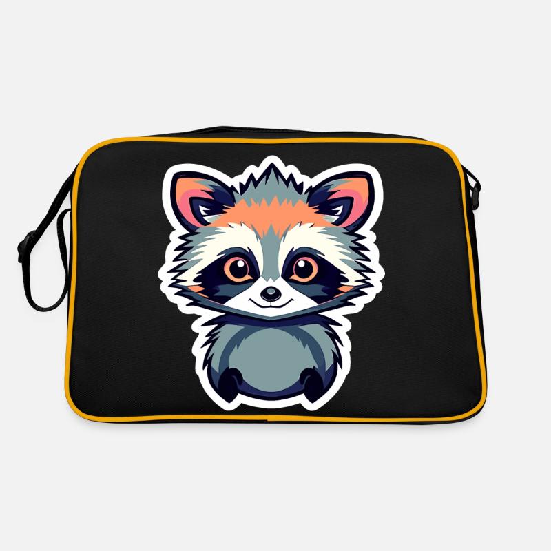 Waschbär Illustration Retro Tasche