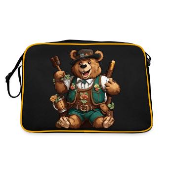 Lederhosen / Animal / Traditional costume / Tradition / Bear - Retro Bag - black/gold - Back